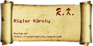 Rigler Károly névjegykártya